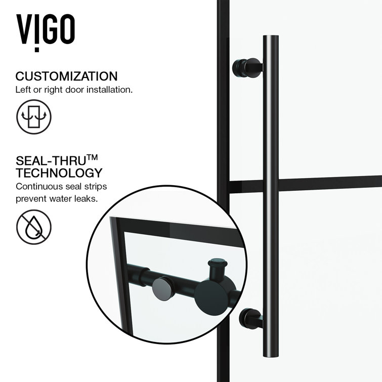 Elan 60" Matte Black Frameless Sliding Tub Door with Clear Glass