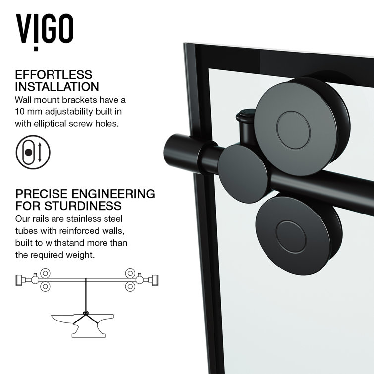 Elan 60" Matte Black Frameless Sliding Tub Door with Clear Glass