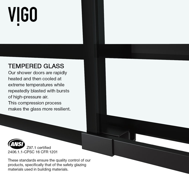 Elan 60" Matte Black Frameless Sliding Tub Door with Clear Glass