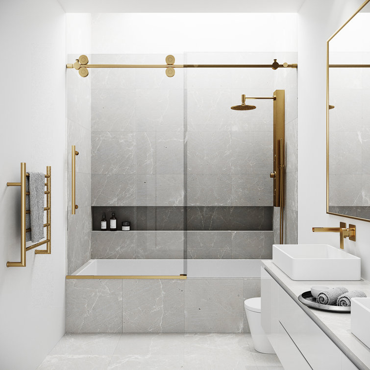 Elan 60" Frameless Tub Door with Matte Gold Finish