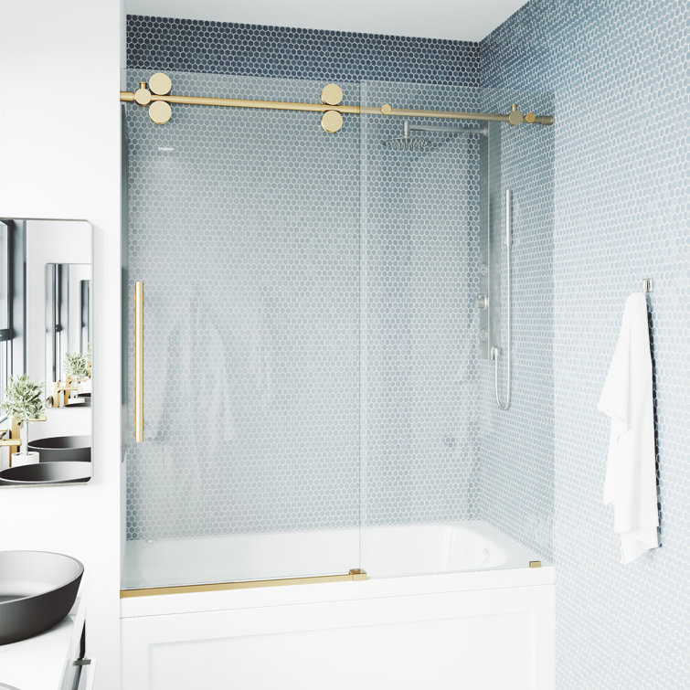 Elan 60" Frameless Tub Door with Matte Gold Finish