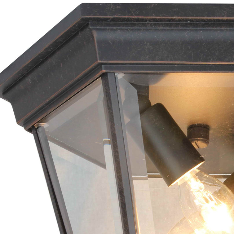 Oil Rubbed Bronze and Glass Outdoor Flush Mount Light