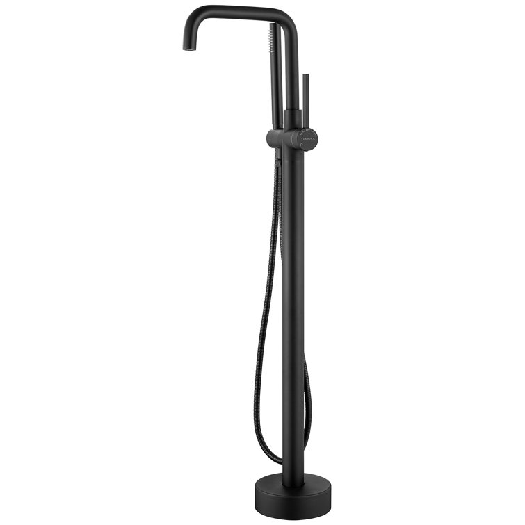 Matte Black Freestanding Tub Faucet with Hand Shower