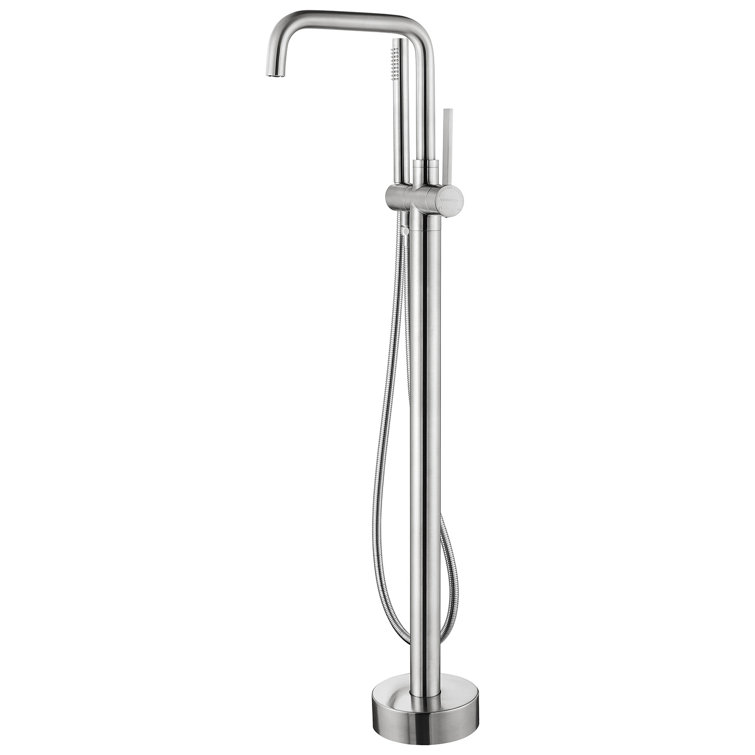 Nickel Freestanding Tub Faucet with Hand Shower