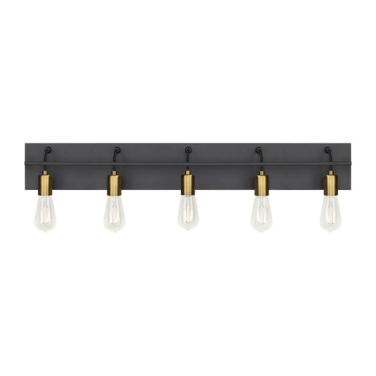 Tae 36" Black and Brass 5-Light Industrial Bath Bar