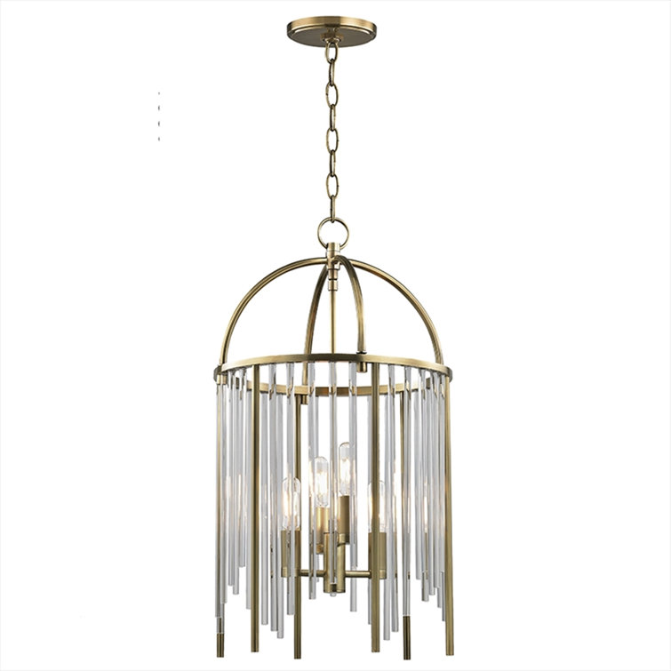 Aged Brass 4-Light Indoor/Outdoor Crystal Pendant