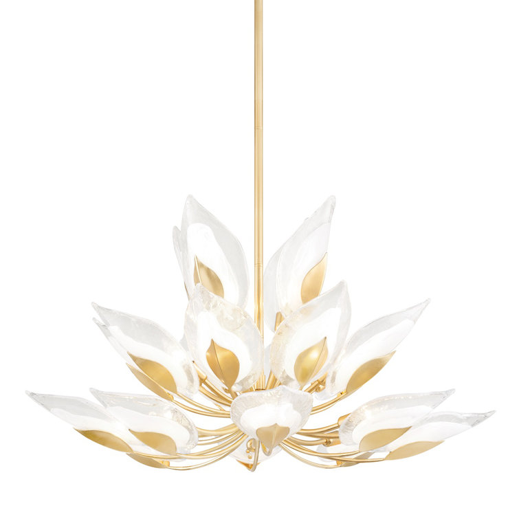Gold Leaf Teardrop Glass 10-Light Chandelier