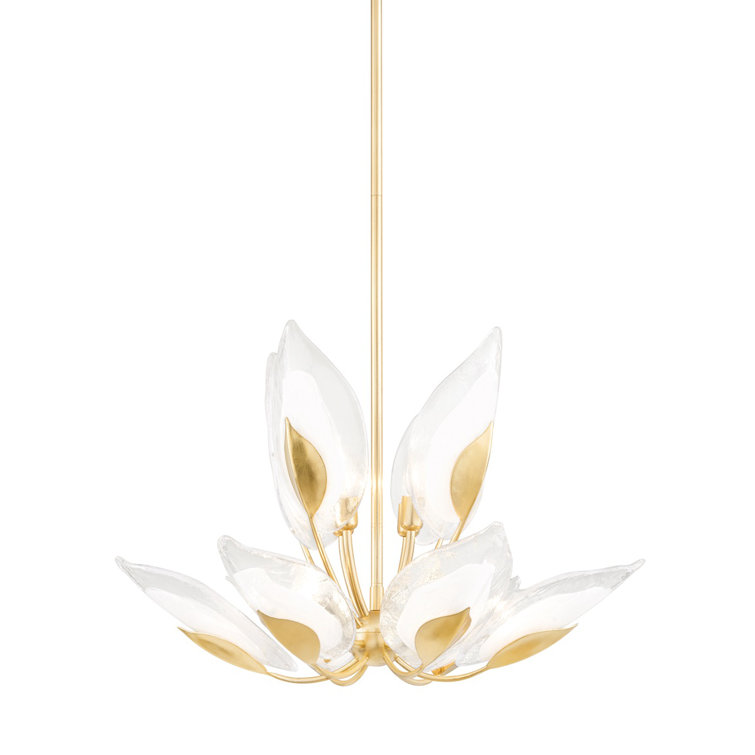 Gold Leaf Teardrop Glass 10-Light Chandelier