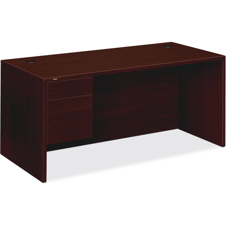 Mahogany Executive Desk with Drawers and Filing Cabinet