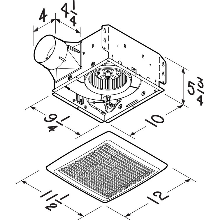 White Steel 80 CFM Ceiling Bathroom Exhaust Fan