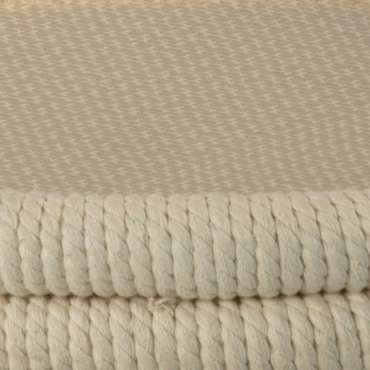 Round Off-White Rope and Glass Side Table