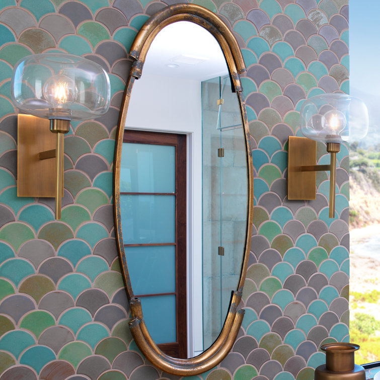 Antique Brass and Clear Glass Modern Wall Sconce