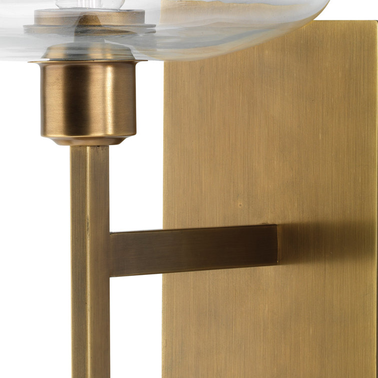 Antique Brass and Clear Glass Modern Wall Sconce