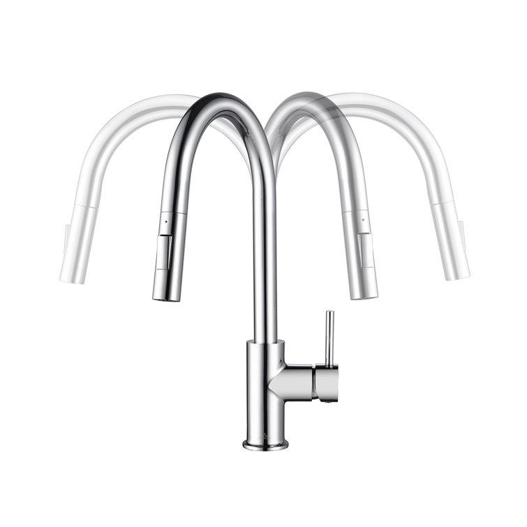 Brushed Nickel Single Handle Pull-Out Kitchen Faucet with Soap Dispenser