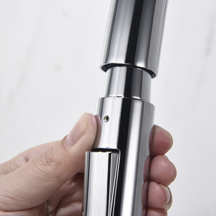 Brushed Nickel Single Handle Pull-Out Kitchen Faucet with Soap Dispenser