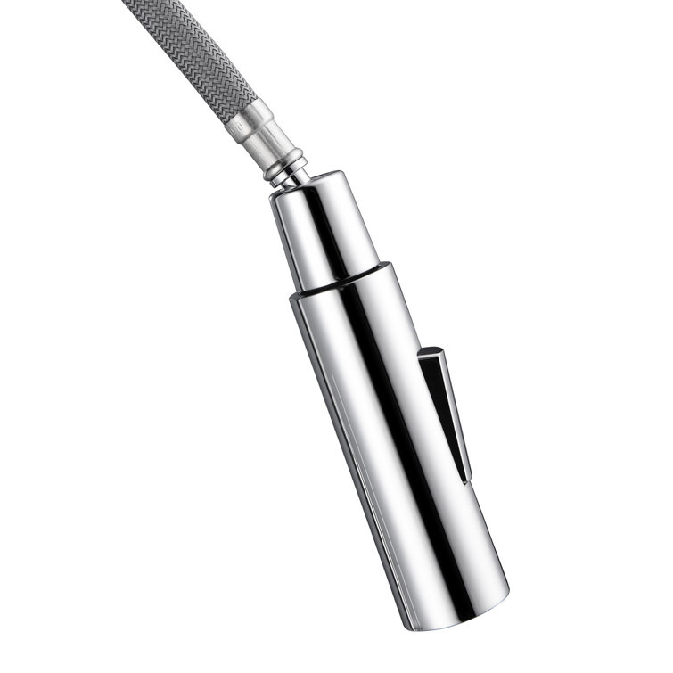 Brushed Nickel Single Handle Pull-Out Kitchen Faucet with Soap Dispenser