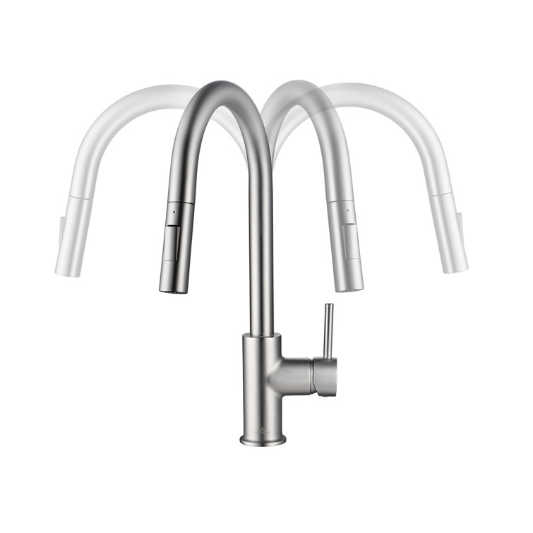 Brushed Nickel Single Handle Pull-Out Kitchen Faucet with Soap Dispenser