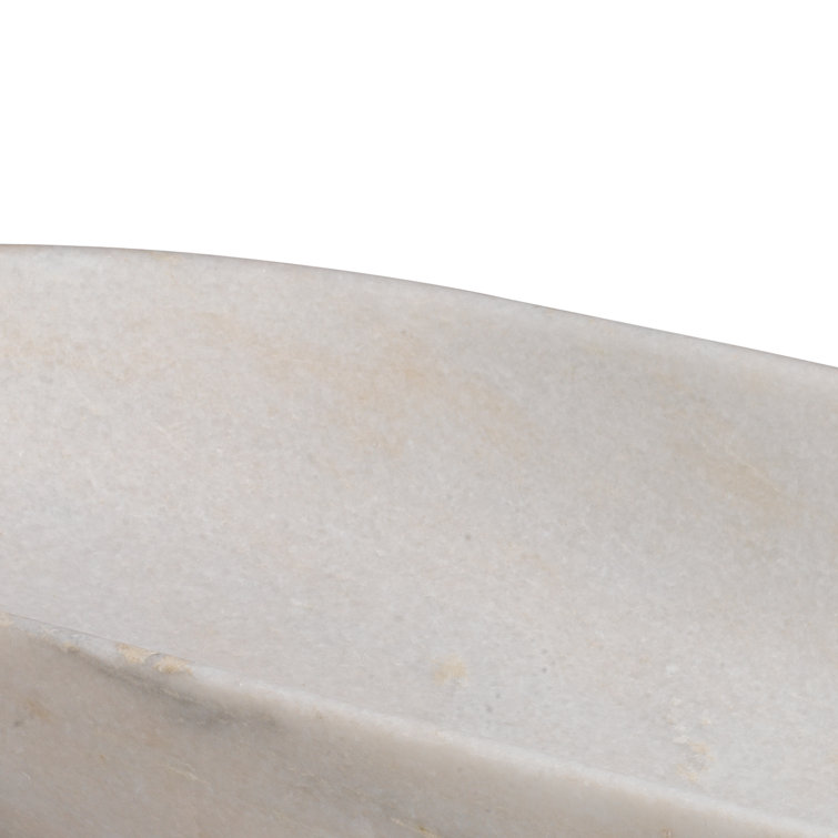 Handcrafted White Marble Oval Decorative Bowl