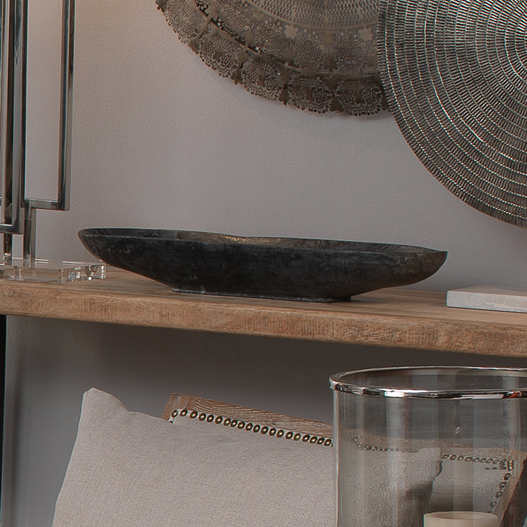 Handcrafted 26'' Long Gray Marble Decorative Bowl