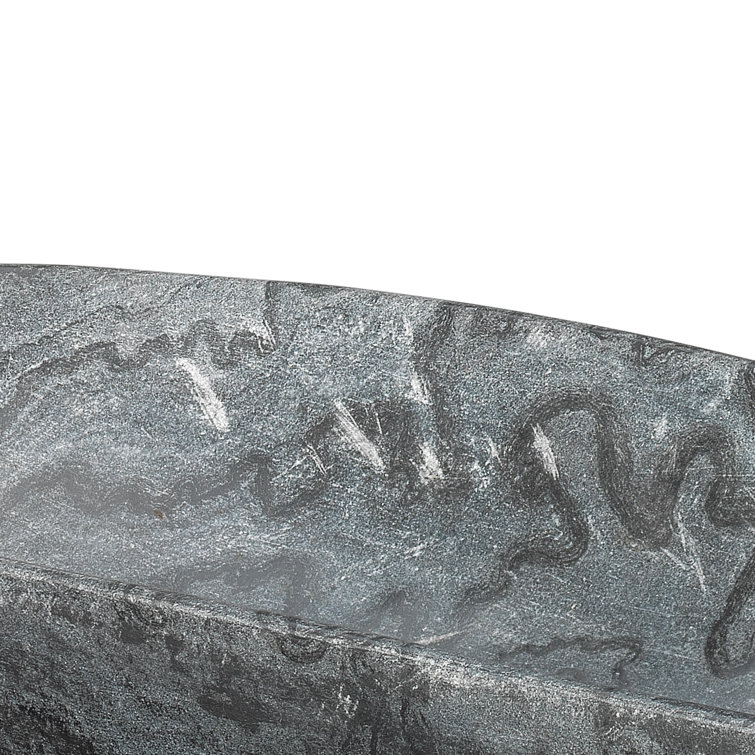 Handcrafted 26'' Long Gray Marble Decorative Bowl