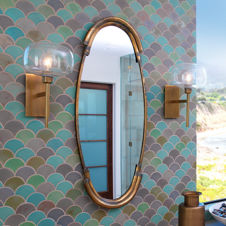 Margaux Oval Industrial Bronze Brass Accent Mirror