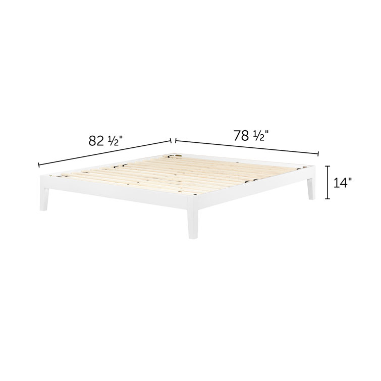 Minimalist White King Platform Bed with Symmetric Wood Frame