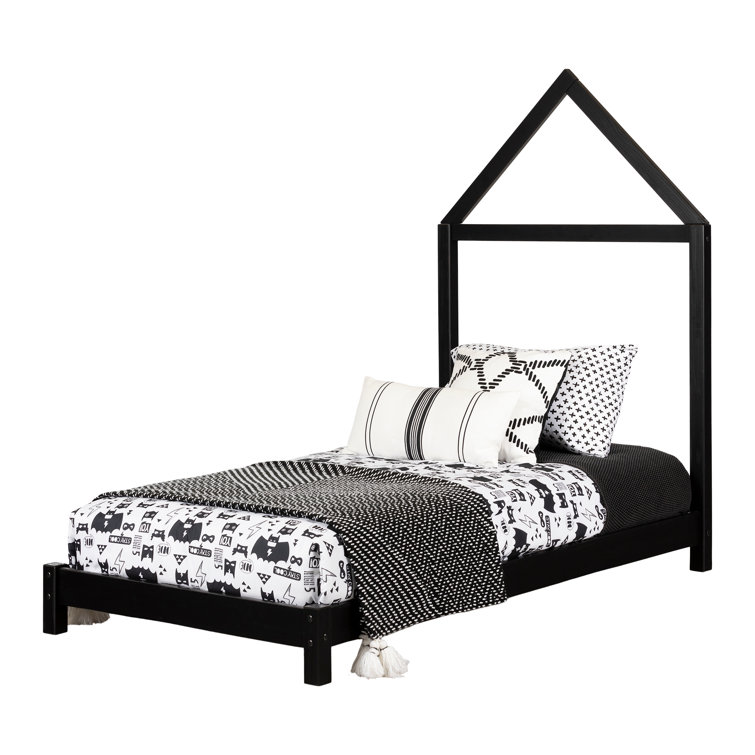 Whimsical Sweedi Twin House Frame Bed in Matte Black