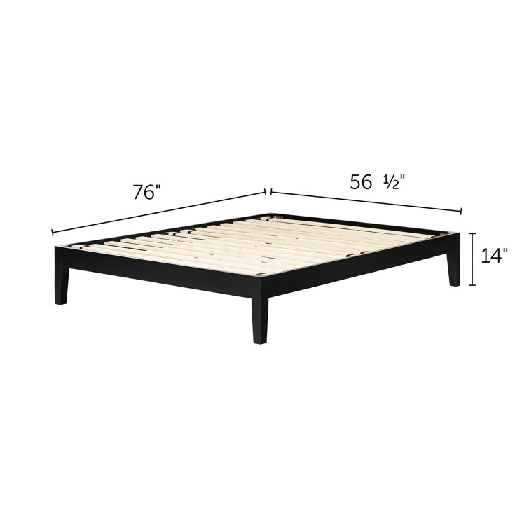 Black Full Solid Wood Platform Bed with Slats
