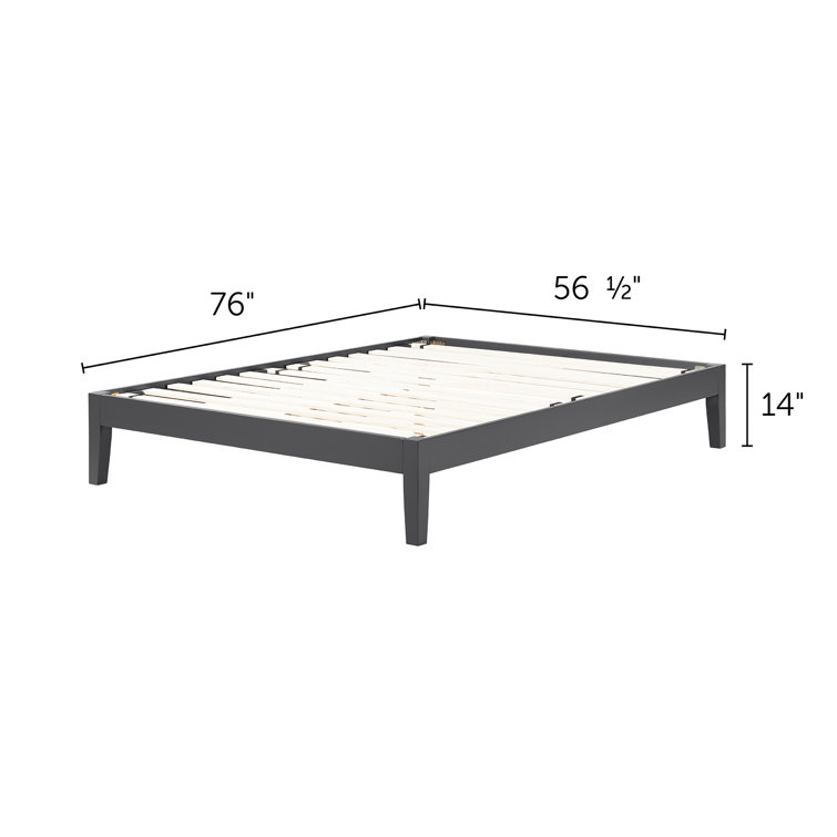 White Full Wood Platform Bed with Slats