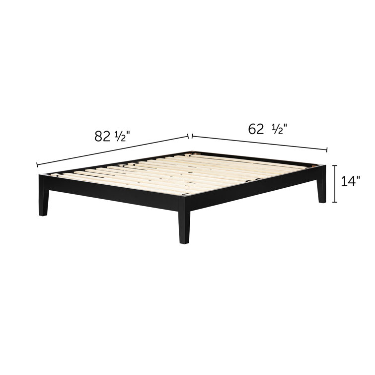 Minimalist Black Queen Platform Bed with Sturdy Wood Frame