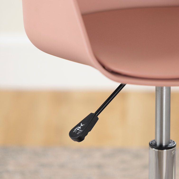 Pink and Chrome Swivel Task Chair with Fixed Arms