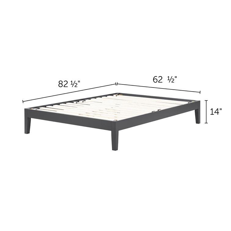 Pure White Solid Wood Queen Platform Bed with Upholstered Slats