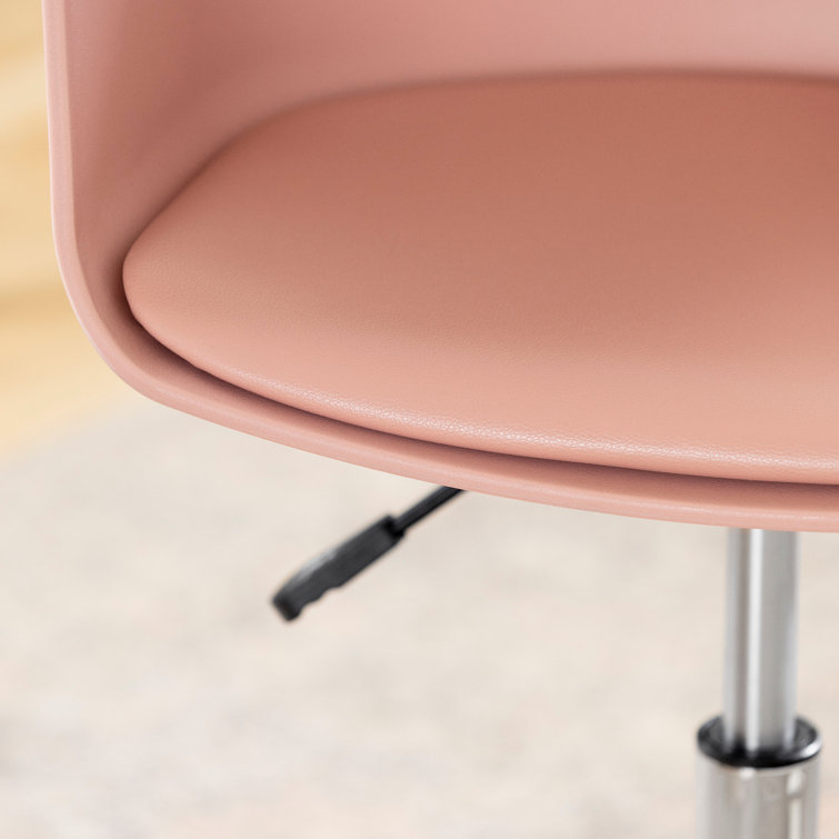 Pink and Chrome Swivel Task Chair with Fixed Arms