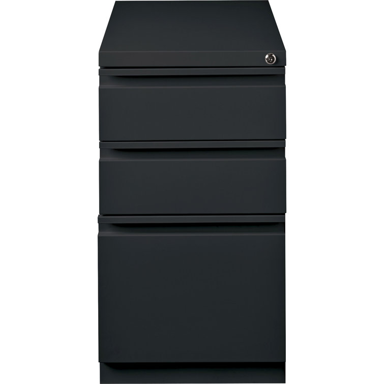 Sleek Black Steel 3-Drawer Lockable Mobile Pedestal File Cabinet