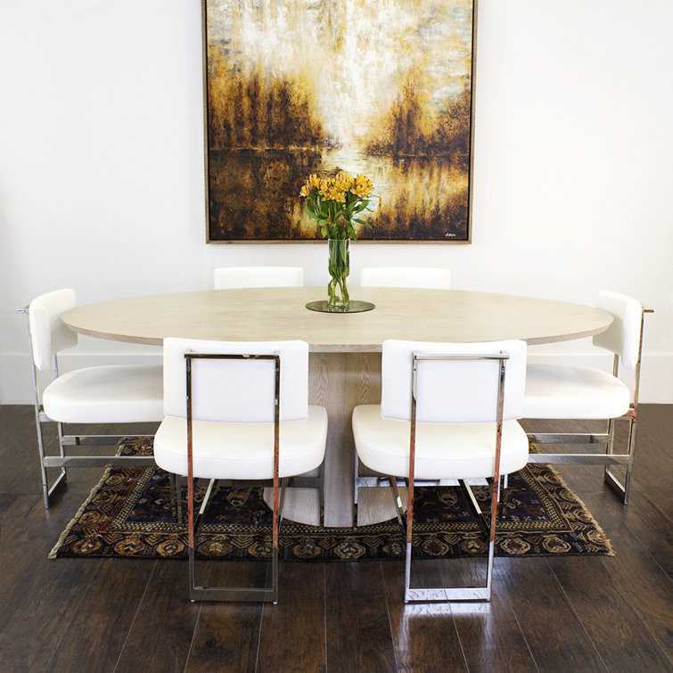 Jefferson 86'' Cerused Oak Round Dining Table