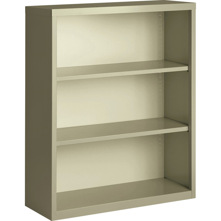 Light Gray Adjustable Steel 3-Shelf Bookcase