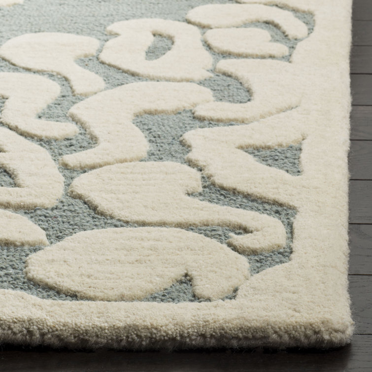 Arrowroot Round Hand-Tufted Wool Damask Rug, 4' x 4'