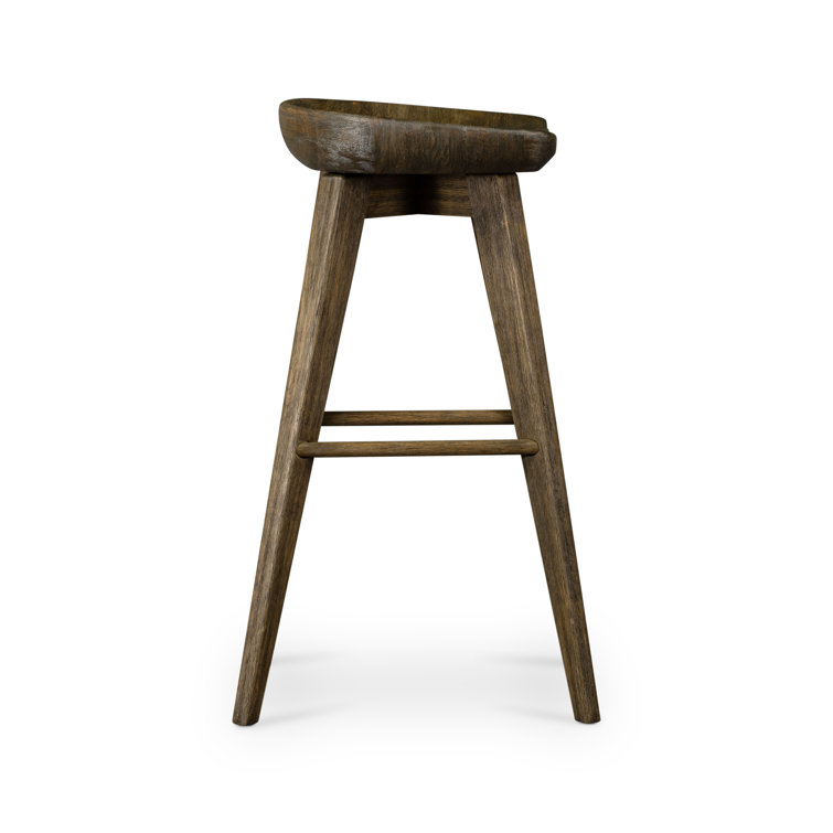 Contemporary Charcoal Gray Swivel Counter Stool in Solid Wood