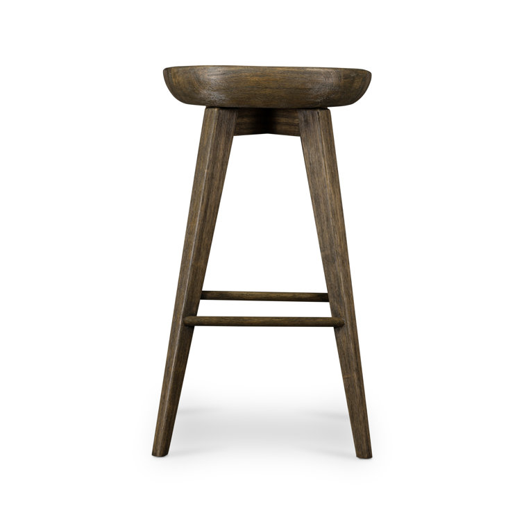 Contemporary Charcoal Gray Swivel Counter Stool in Solid Wood