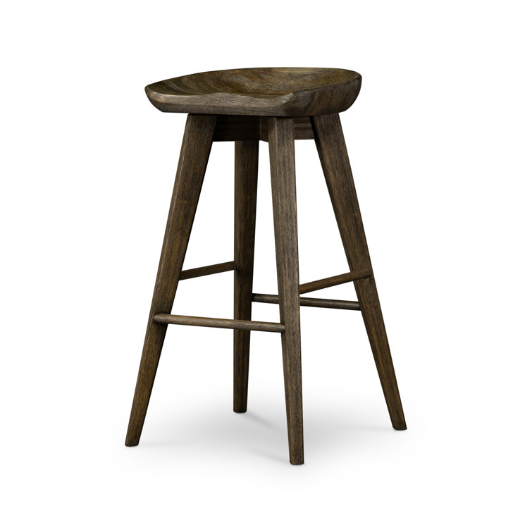 Contemporary Charcoal Gray Swivel Counter Stool in Solid Wood