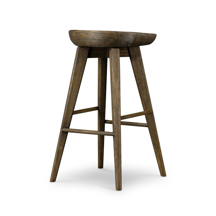 Contemporary Charcoal Gray Swivel Counter Stool in Solid Wood