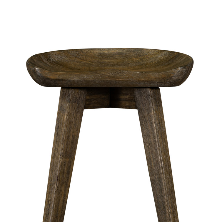 Contemporary Charcoal Gray Swivel Counter Stool in Solid Wood