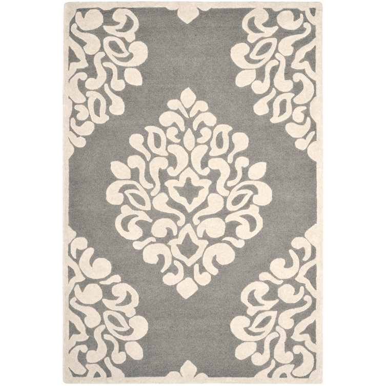 Gray and White Tufted Wool Reversible Area Rug