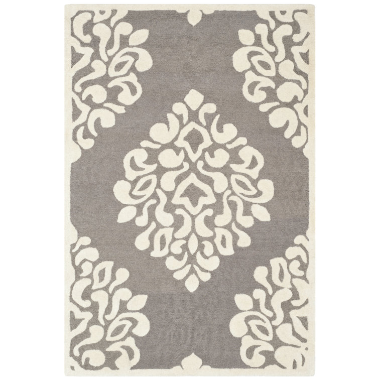Mushroom and White Tufted Wool 4' x 6' Area Rug