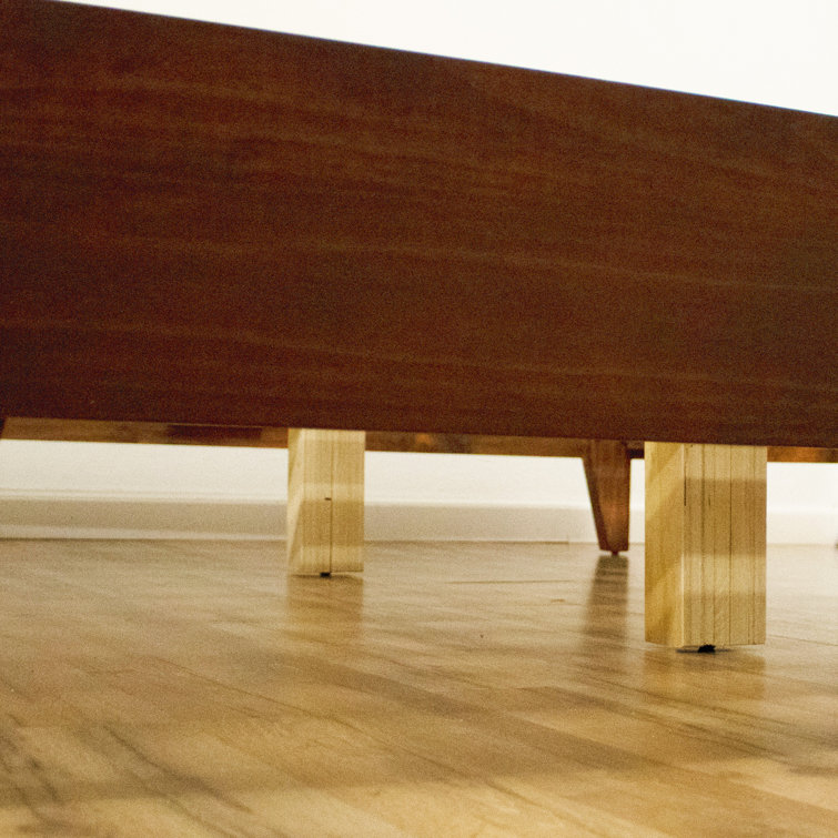 Natural Pine Queen Platform Bed Frame with Slats
