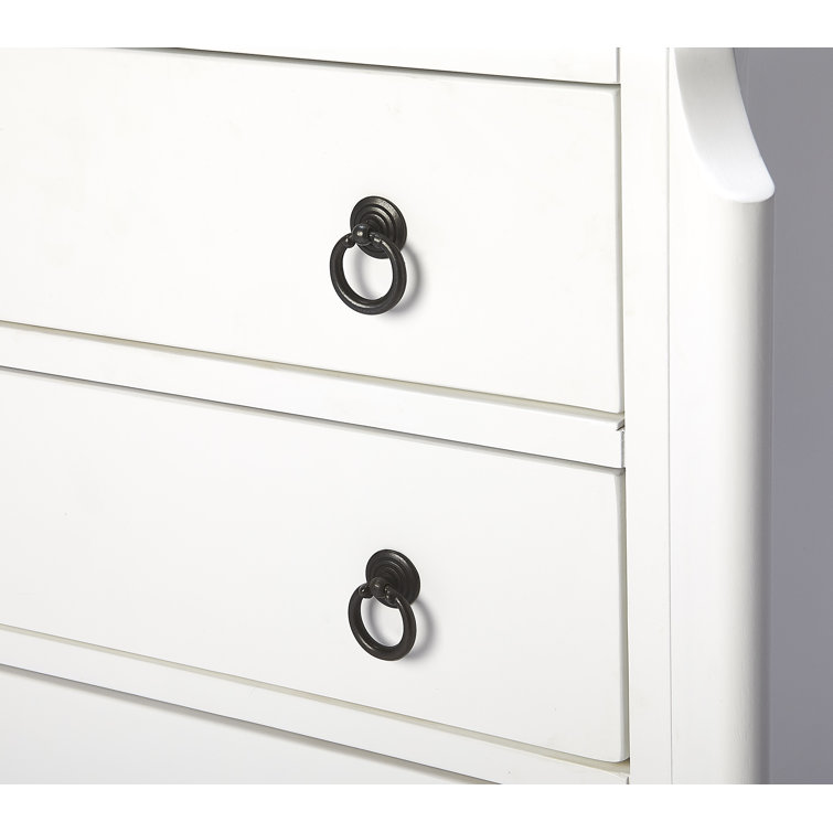 Glossy White 3-Drawer Accent Chest with Ring Pulls