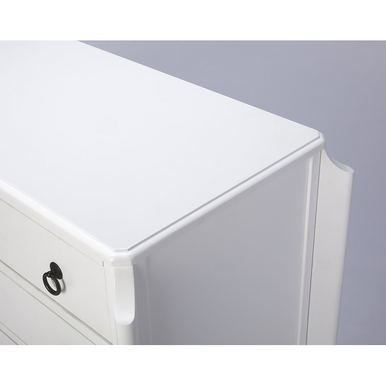 Glossy White 3-Drawer Accent Chest with Ring Pulls