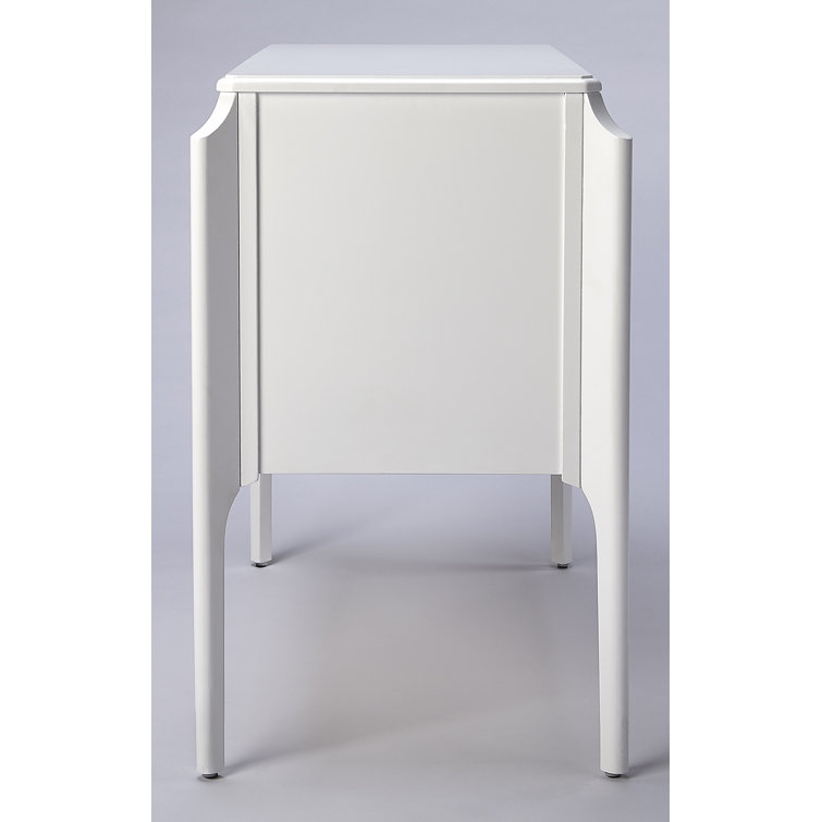 Glossy White 3-Drawer Accent Chest with Ring Pulls