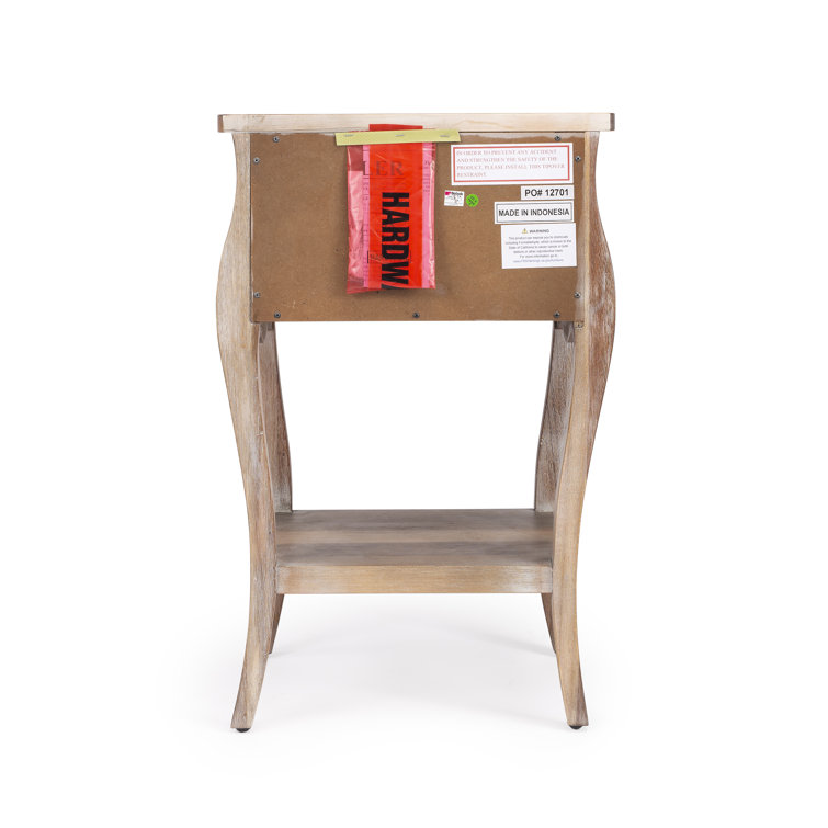 Esmerelda Transitional Mango Wood 1-Drawer Nightstand with Iron Pull