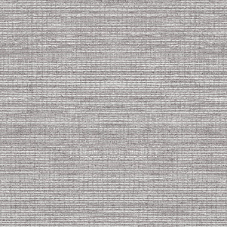 Gray Vinyl Faux Grasscloth Wallpaper with Embossed Texture